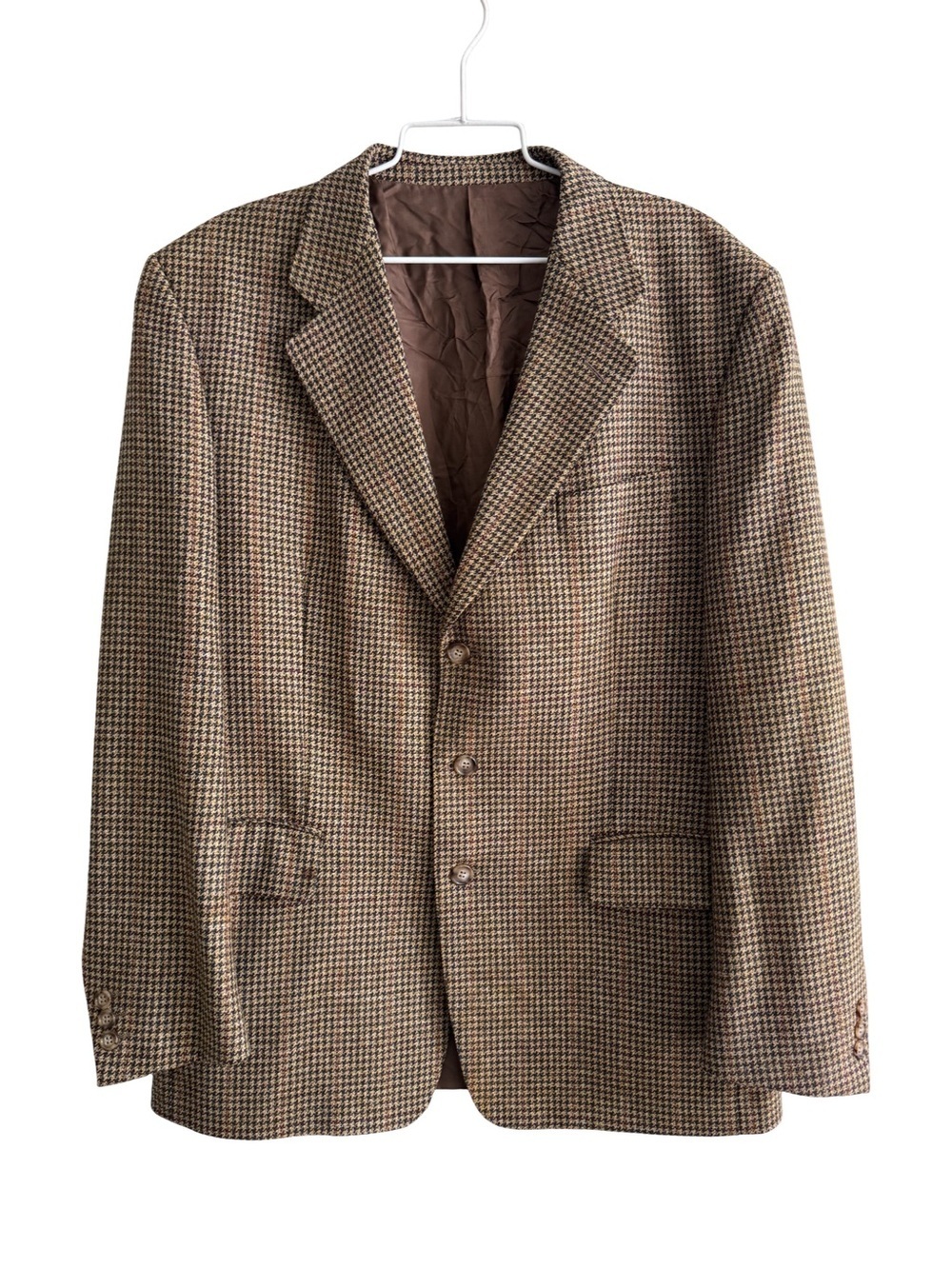 Vintage Dustin el Corte Ingles 100% Wool Houndstooth Blazer Size 54 L